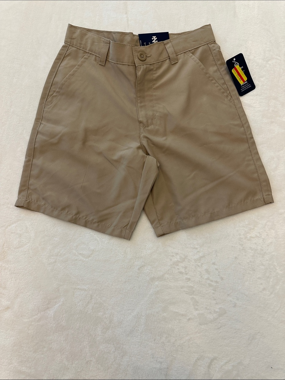 Izod Boys Khaki Flat-Front Shorts in Tan